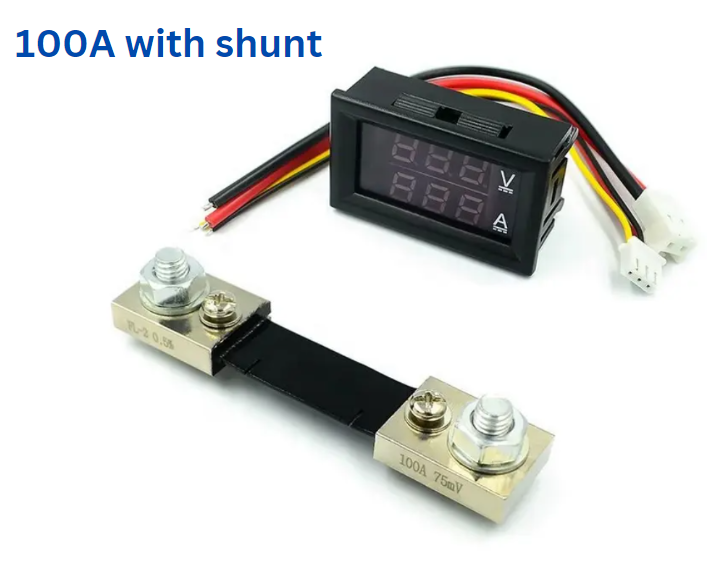 DC 100V Digital Voltmeter & Ammeter 100A (includes shunt)