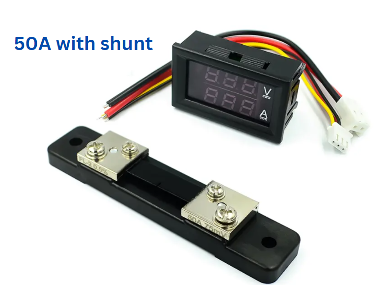 DC 100V Digital Voltmeter & Ammeter 50A (includes shunt)