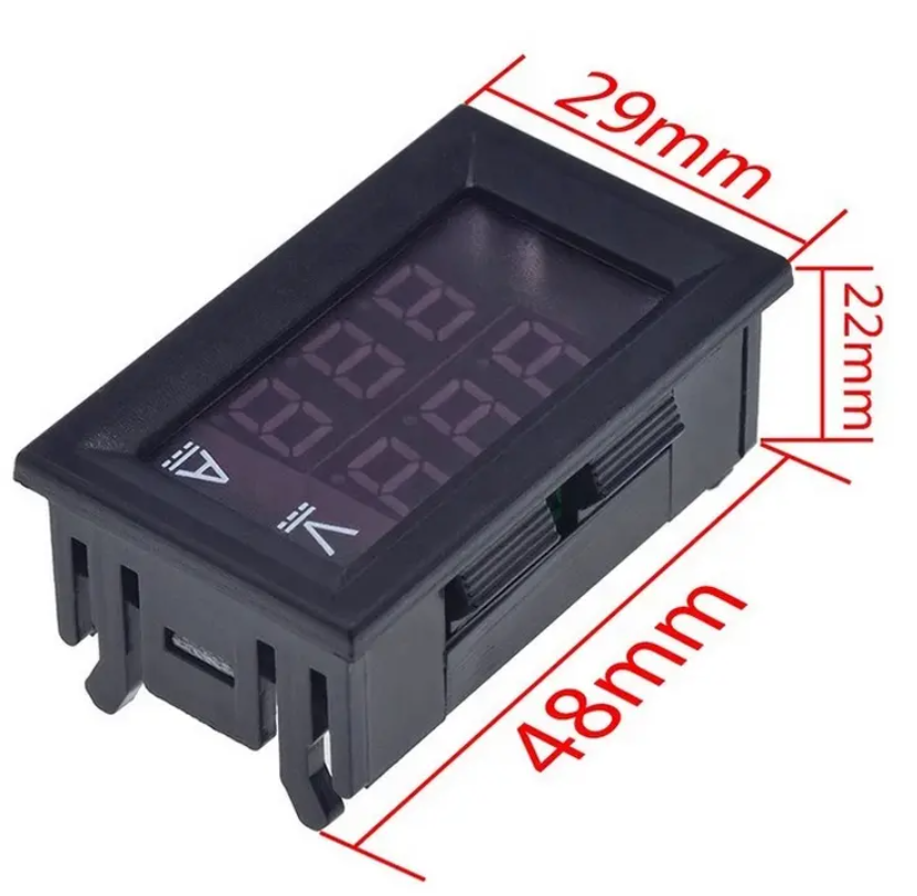 DC 100V Digital Voltmeter & Ammeter 10A (internal shunt)