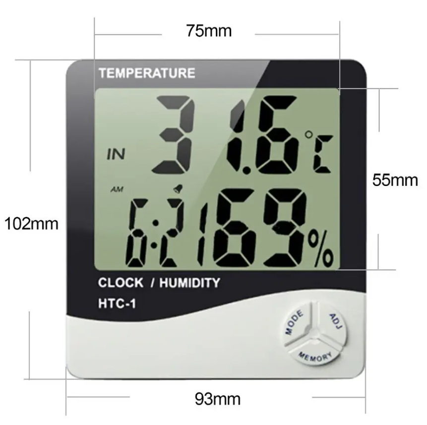 HTC-1 LCD Thermometer / Hygrometer Sensor & Clock