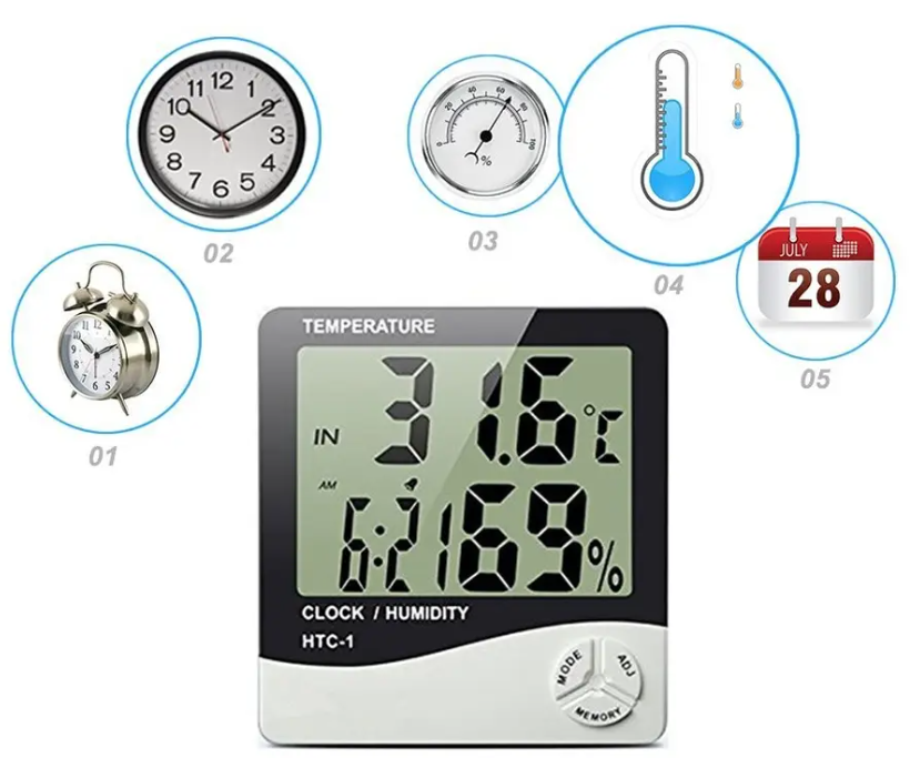 HTC-1 LCD Thermometer / Hygrometer Sensor & Clock