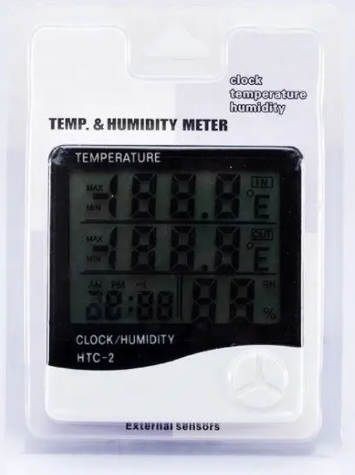 HTC-2 LCD Probe Thermometer / Hygrometer Sensor & Clock