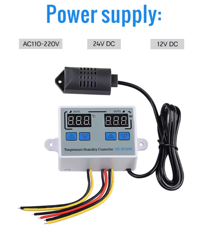 Digital Dual Temperature & Humidity Controller XK-W1099