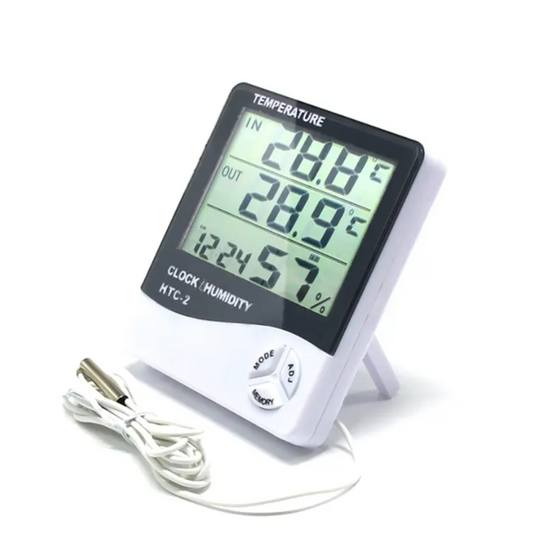 HTC-2 LCD Probe Thermometer / Hygrometer Sensor & Clock