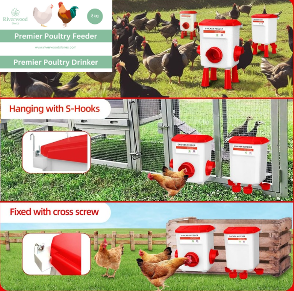 Premier Poultry 7L or 11L Drinkers & 8kg or 12kg Feeders